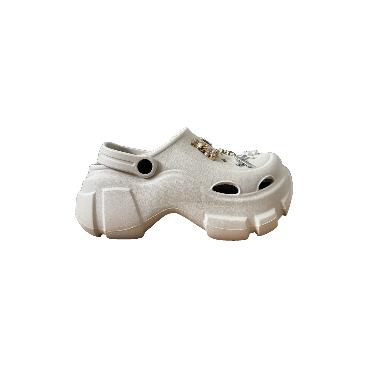 White Garden Charm Chunky Clog