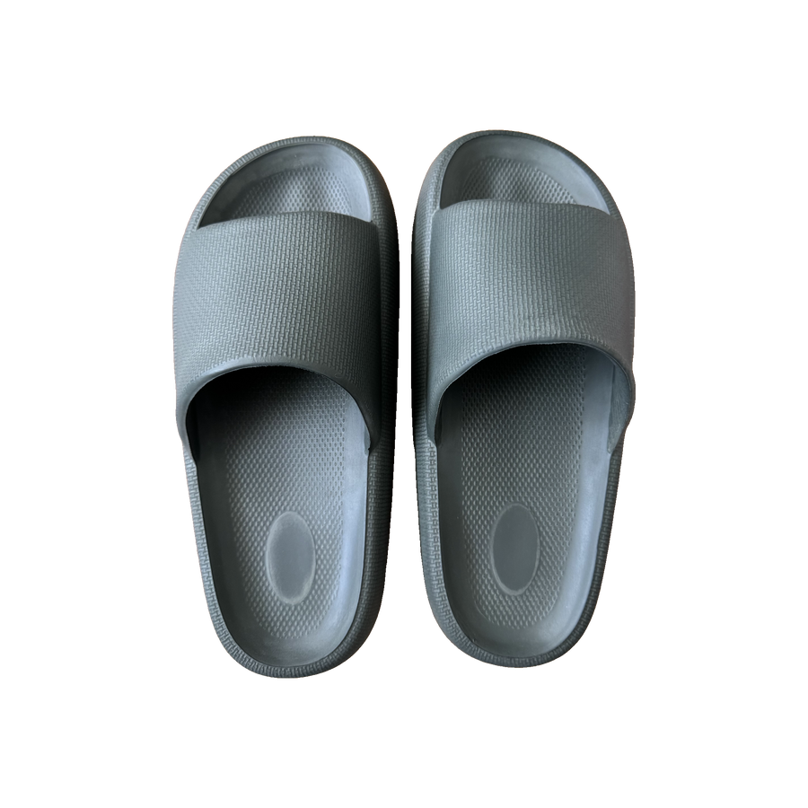 Sage Ribbed Platform Slide