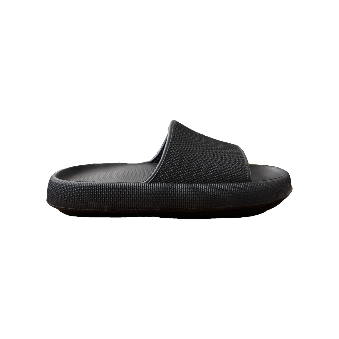 Black Ribbed Platform Slide