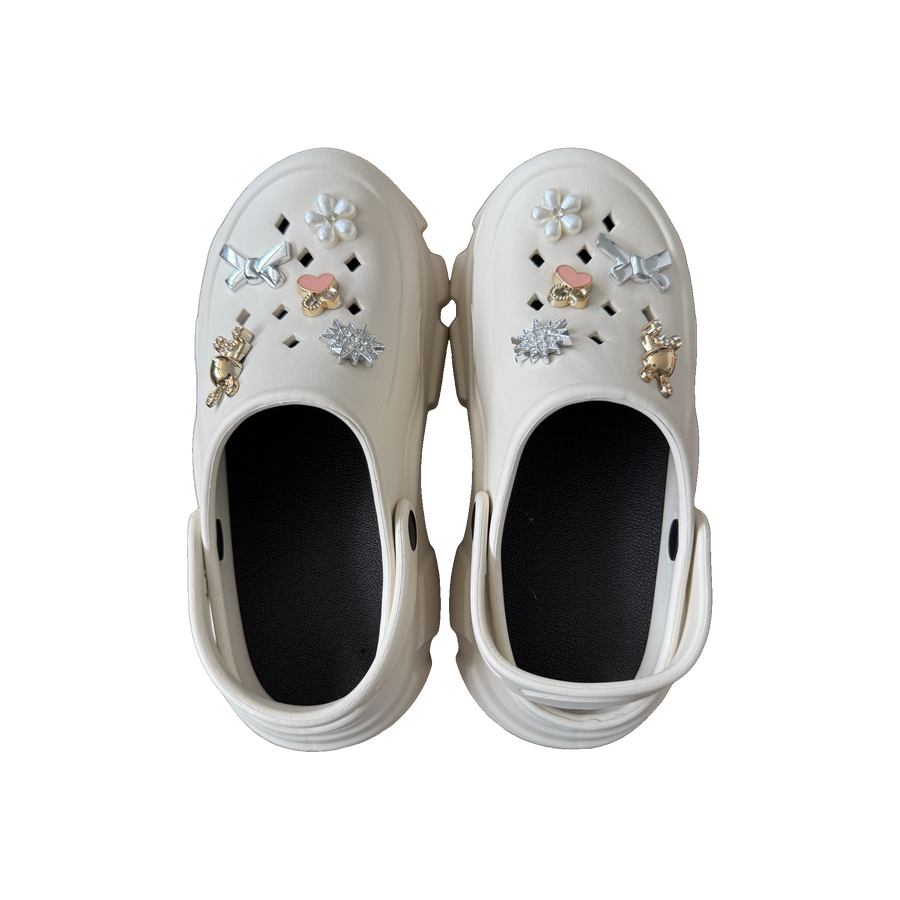 White Garden Charm Chunky Clog