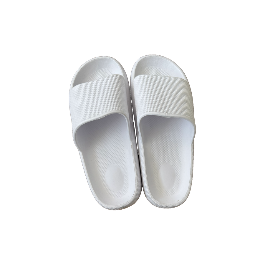 White Ribbed Platform Slide