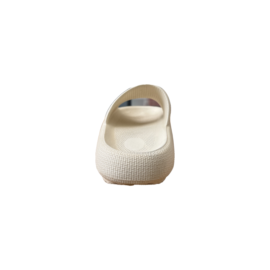 Cream Ribbed Platform Slide