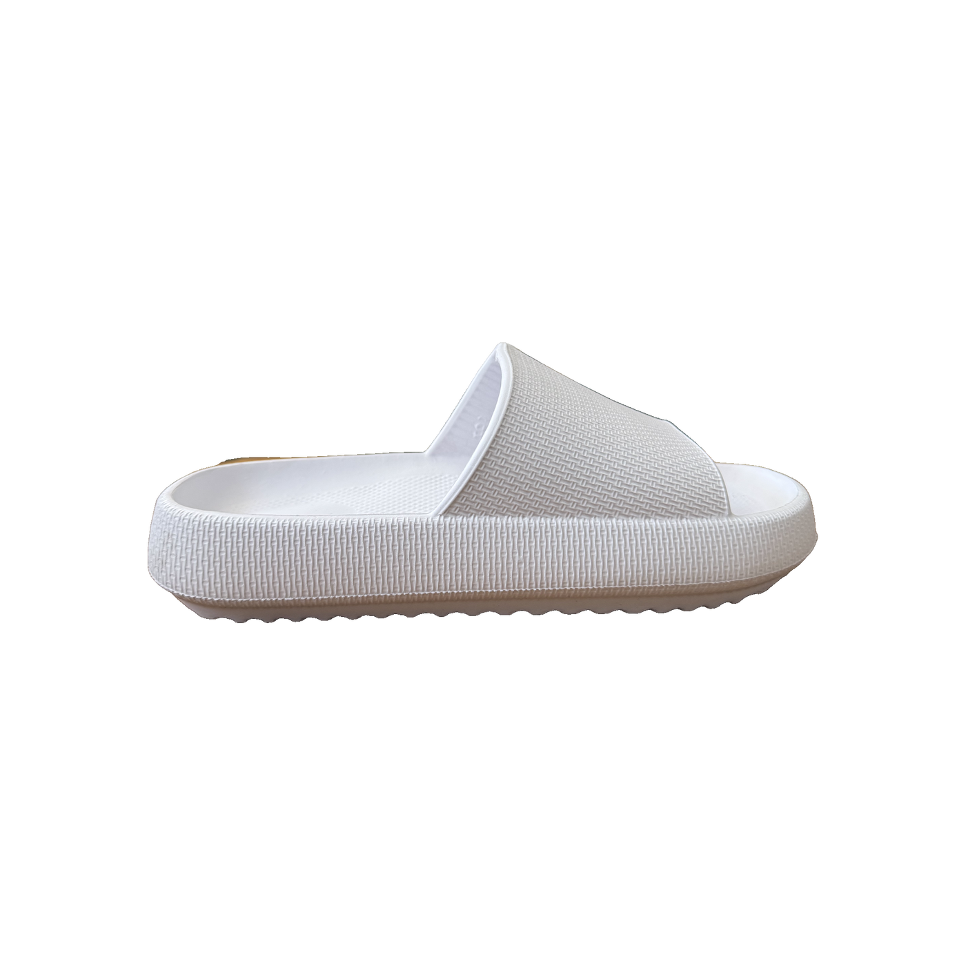 White Ribbed Platform Slide