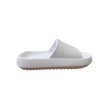 White Ribbed Platform Slide