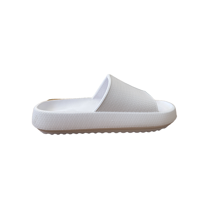 White Ribbed Platform Slide