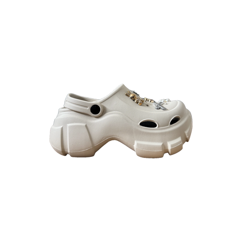 White Garden Charm Chunky Clog