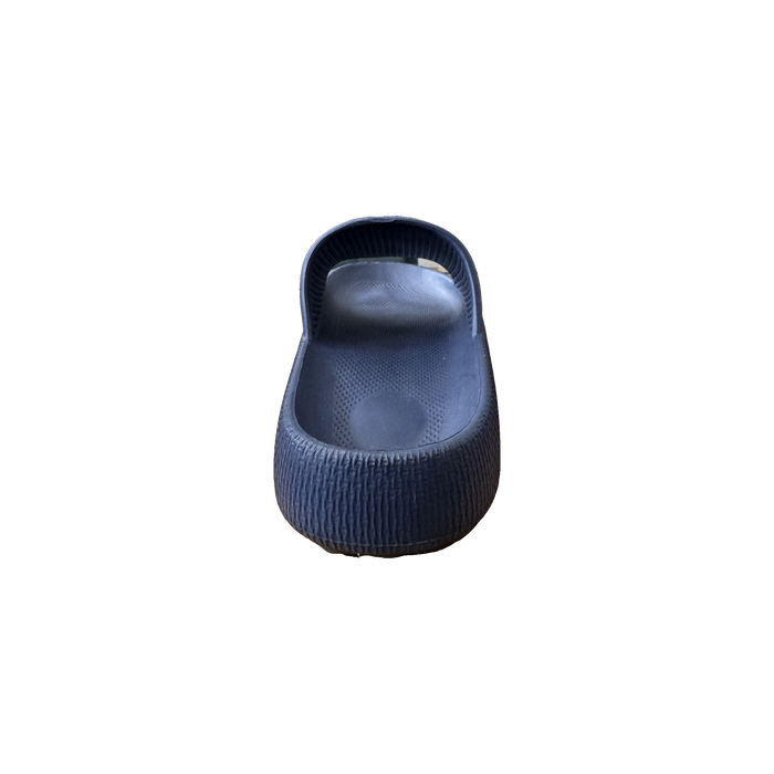 Navy Ribbed Platform Slide