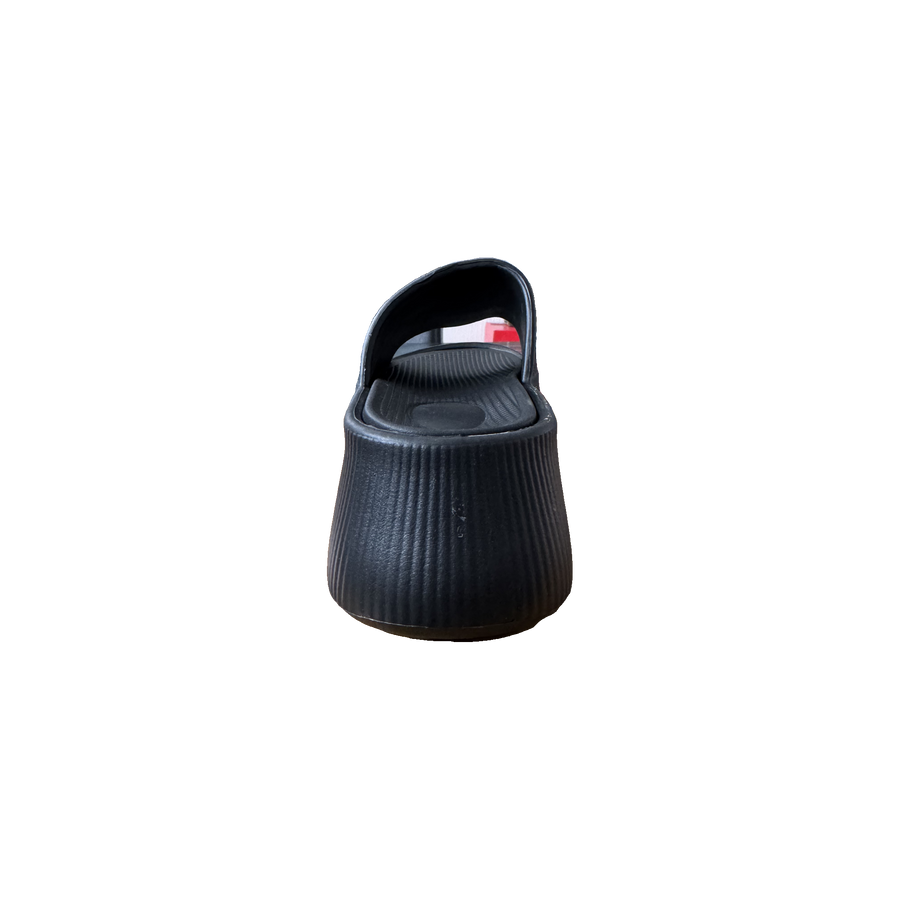 Midnight Ribbed Platform Slide