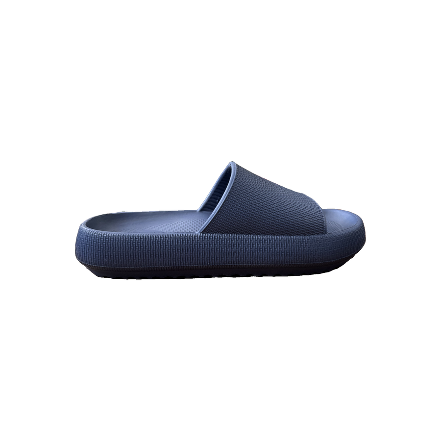 Navy Ribbed Platform Slide
