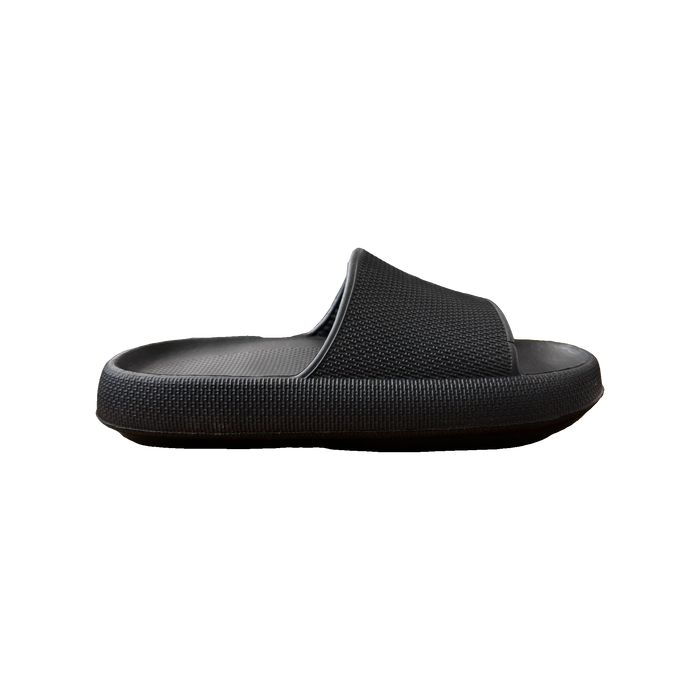 Black Ribbed Platform Slide