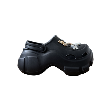 Black Garden Charm Chunky Clog