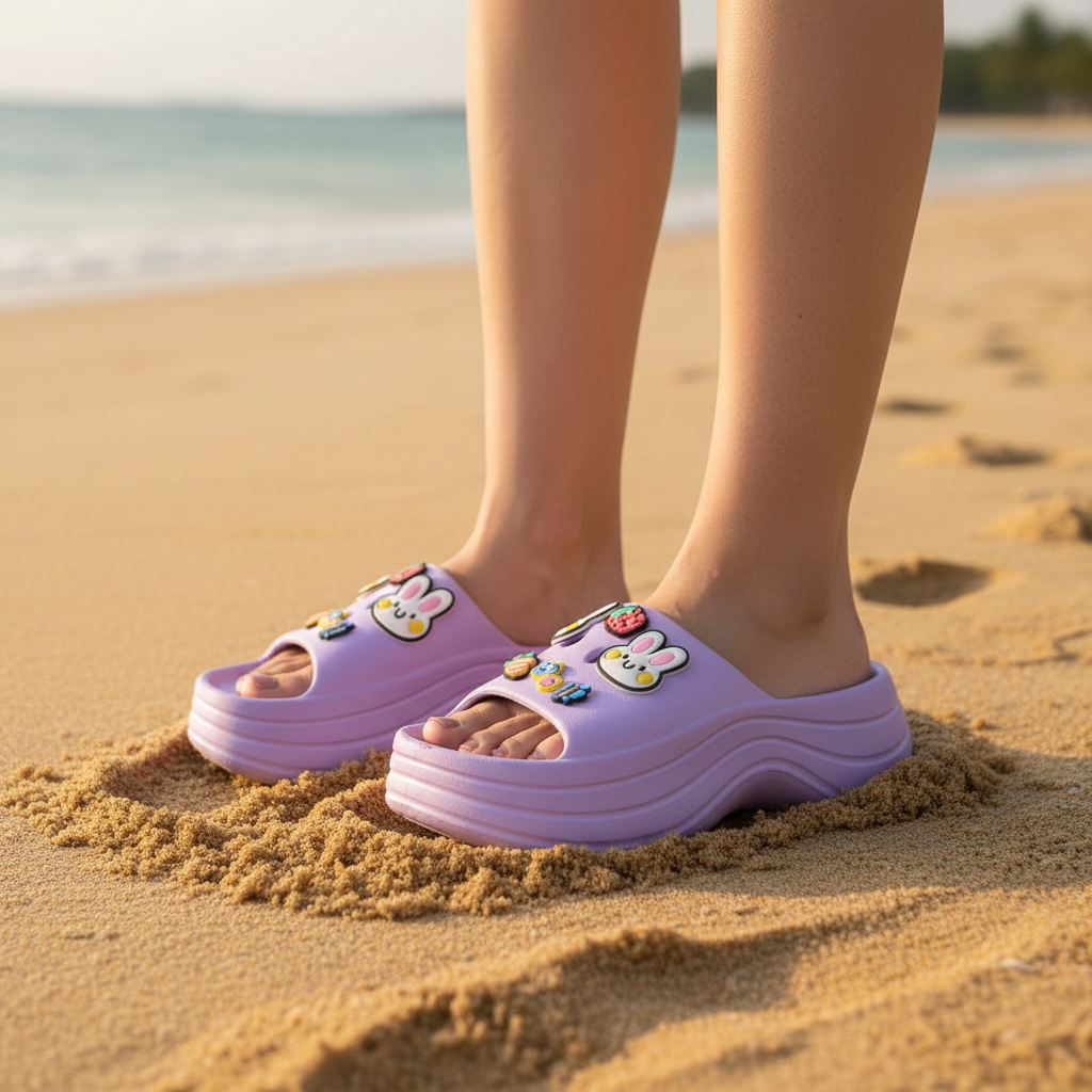 Lilac Garden Charm Clog on feet