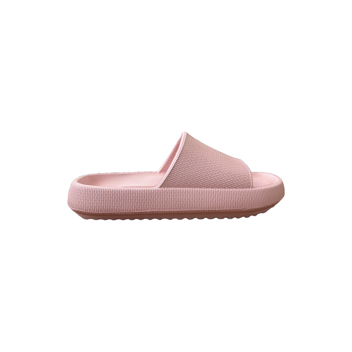 Blush Ribbed Platform Slide