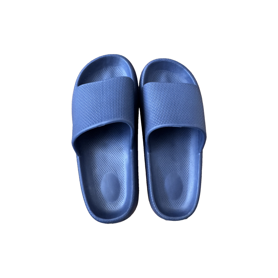 Navy Ribbed Platform Slide