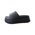 Midnight Ribbed Platform Slide