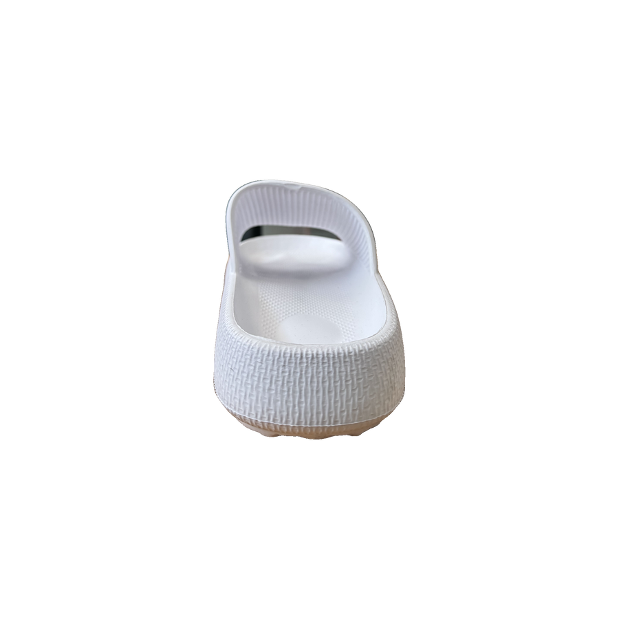 White Ribbed Platform Slide