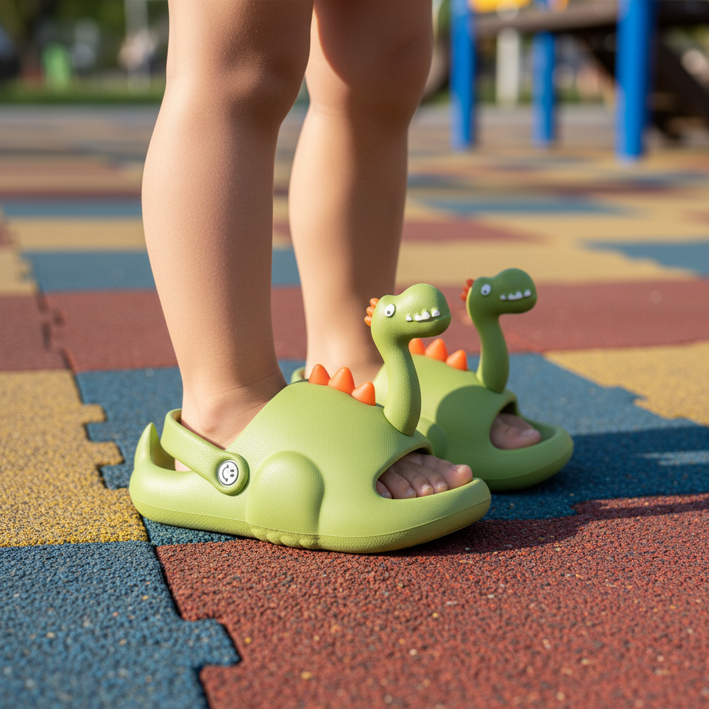 Dino Stomp Olive on feet