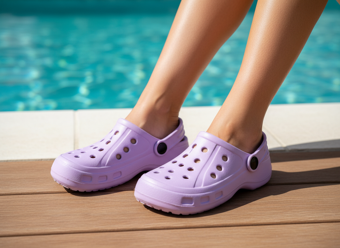 Cloud Clog Lilac Fizz on feet