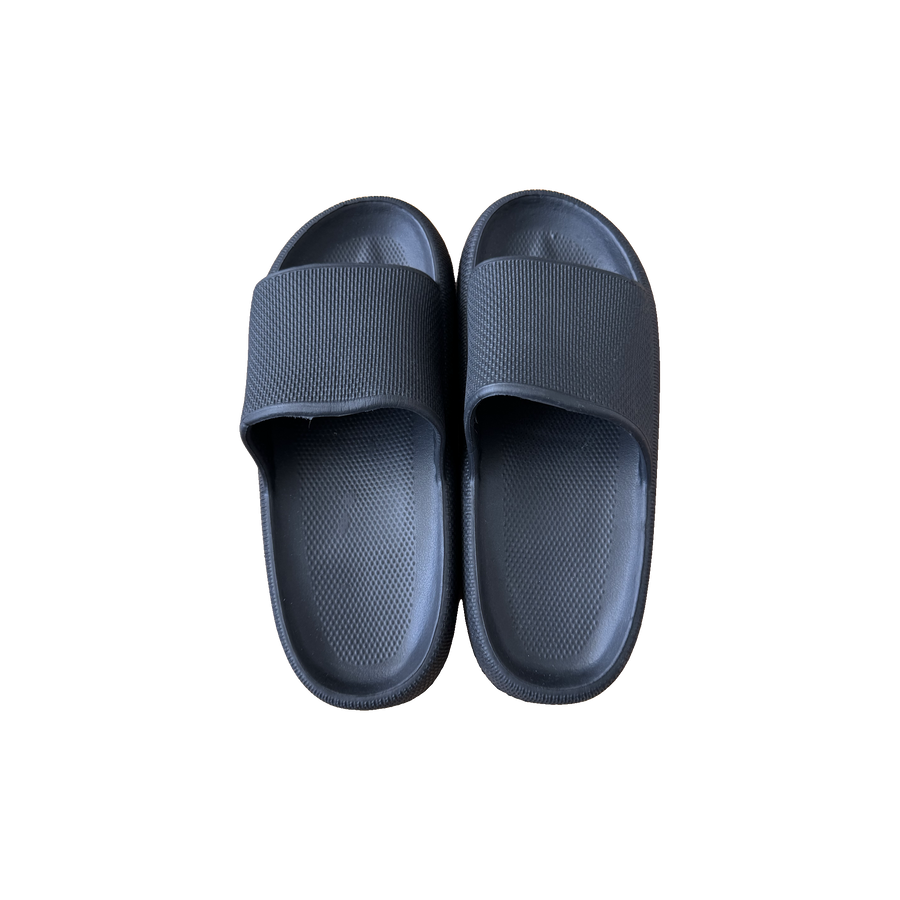 Black Ribbed Platform Slide