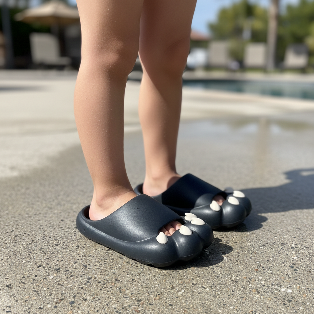 Paw Slide Black on feet